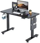 MAIDeSITe Electric Standing Desk Height Adjustable Standing Desk Sit Stand Desk Stand Up Desk with Headphone Hook 100 * 60cm Desktop for Home Office, Black Frame+ Black Desktop