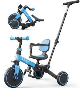 besrey Vélo pour tout-petits avec poignée de poussée à contrôle parental pour filles et garçons de 1 à 3 ans, tricycle pour enfants, tricycle pour tout-petits avec pédale amovible, siège réglable,Bleu