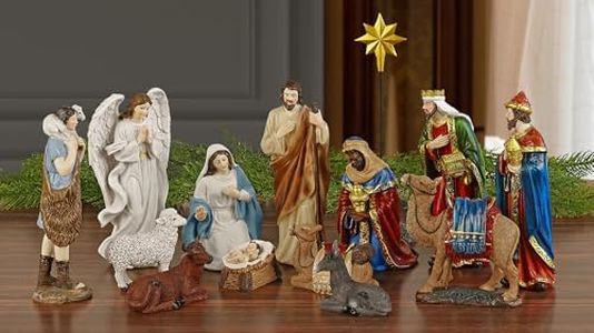 Fovths 15 Pack Nativity Sets for Christmas Indoor Set 7 inches Scale Deluxe Edition Christmas Nativity Set Religious Nativity Tabletop Holiday Resin Figures Tabletop Decor Set for Home Decoration