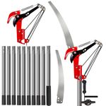 Walensee Telescopic Tree Pruner 2-in-1 Long Reach Loppers & Saw, 4.3 M Extendable Pole Tree Trimmer with Steel Blade, Branch Cutter, Lightweight High-Strength Handles for Easy Garden Tree Care,Red