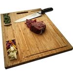 NIUXX Bamboo Cutting Board Kitchen, Extra Large Chopping Board with Built-in Compartments & Juice Grooves, 50 x 36 x 2 cm Carving Butcher Board with Handle, Meats Vegetable Bread Fruits Serving Board