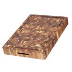 Teak Cutting Board - Rectangular Butcher Block with Hand Grip and Juice Canal (20 x 14 x 2.5 in.) - by Teakhaus