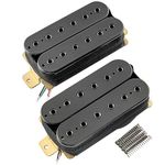 Artec HBB-XBB Ceramic Magnet Uncovered Adjustable Hexagonal Poles Humbucker Electric Guitar Neck Bridge Pickups Set, Black