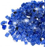Mr. Fireglass 20 Pounds Cobalt Blue Reflective Fire Glass, 1/2 Inch High Luster Tempered Glass Rocks for Fire Pit Table Fireplace and Landscaping, Decorative Propane Gas Fireplace Glass Rocks