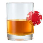 Poker Chip Whiskey & Wine Glasses | SINGLE | Up The Ante Stuck In The Glass Poker Chip Cocktail Glassware, Gambler Gift, Artisanal Crystal Glassware - Gift Idea for Him, Summer, Housewarming (20 OZ)