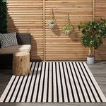 LEEVAN Black and White Striped Area Rug 3x5 ft Outdoor Patio Rugs Woven Washable Farmhouse Floor Carpet Front Porch Doormat for Bedroom/Courtyard/Laundry Room/Living Room