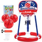 EagleStone Pool Basketball Toys with Backboard, Swimming Pool Basketball Hoop for Pool Game Includes Poolside Water Outdoor Basketball Hoop, 3 Balls and Pump, Summer Pool Toys for Kids and Adults