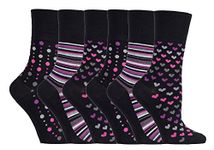 Gentle Grip Sock Shop 6 Pairs Ladies Loose Soft Top Non Elastic Bamboo Socks (4-8 UK, SOLRM33)