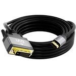 HDMI to DVI Cable 10FT, Bi-Directional DVI to HDMI Male to Male Cord, HDMI A to DVI-D Adapter, Gold-plated Connectors, Aluminum Shells, 1080P, for Computer, Monitor, Projector, Raspberry Pi, Xbox, PS3