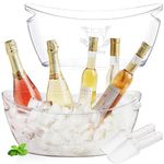 2Pcs 5.5L Ice Buckets for Parties, Acrylic Champagne Bucket, Ice Bucket with Scoop, Plastic Tub for Cocktail Bar, Clear Ice Bucket Beverage Tub for Champagne, Wine, Beer Bottles