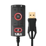 [Upgrade] 1Mii USB Sound Card USB to 3.5mm Jack Audio Adapter - Virtual 7.1 Surround Sound - Works for PS4/PC/MAC/Stereo Headsets, External Sound Card No Drivers Needed Plug and Play