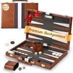 Backgammon Set, Backgammon Set with Premium Leather Case,18 Inch Backgammon Board Game with Acrylic Playing Pieces & Wooden Dice Cups,Portable and Backgammon Travel Sets for Adults and Kids