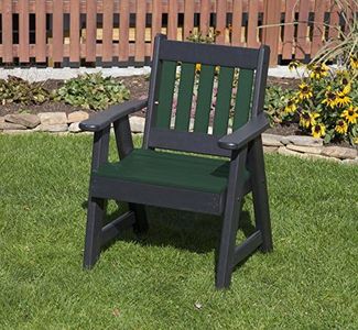 ECOMMERSIFY INC Turf Green-Poly Lumber Mission Poly Resin 2 FEET Patio Garden Chair Heavy Duty Everlasting PolyTuf HDPE - Made in USA - Amish Crafted