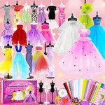 VOLINFO 600+Pcs Fashion Design Kit for Girls,Sewing Kit for Kids,DIY Arts & Crafts Kit for Girls Age 8-12 Toys,Doll Clothes Making Sewing Kit for Teen Girls Birthday Gifts Age 6 7 8 9 10 11 12+