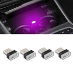 WINUERK 4PCS USB LED Car Interior Atmosphere Lamp, Plug-in USB Interface Trunk Ambient Lighting Kit, Portable Mini Decor Night Light, Universal Car Interior LED Lights for Most Vehicles (Pink Purple)