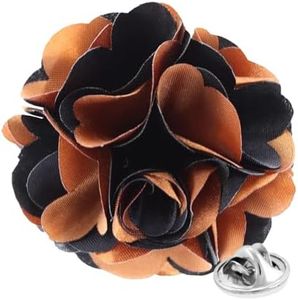 Vittorio Vico Two-Tone Flower Lapel Pin - Brooch, Boutonniere for Men (Black/Brown)