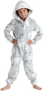 Undercover Kids Girls Boys Soft Coral Fleece Novelty Animal All in One Onesie with Hood, Penguin, 9-10 Years