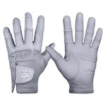 Men's StableGrip with NaturalFit 2.0 Golf Glove with Dual Expansion Thumb for Best Fit - Premium Cabretta Leather… (Gray, Large, Left)