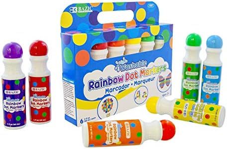 BAZIC Products Washable Dot Markers for Arts and Crafts Kids, 6 Colors Paint Marker Kit, Non Toxic Water-Based Bingo Daubers (6/Pack), 12-Pack