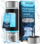 Energilz Hydrogen Water Bottle | Large 16.2 oz (480 ml) Hydrogen Water Bottle Generator 3000ppb | Hydrogenator Machine | SPE/PEM Hydrogenated Ionizer Generator (Steel w/Black)