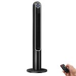 GOFLAME Tower Fan with Remote Control, 42" 80° Oscillating Quiet Cooling Fan with 3 Wind Modes, LED Control Panel and 12H Timer, Portable Bladeless Standing Fan for Bedroom Living Room Office (Black)