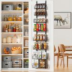 Over the Door Pantry Organizer 8-Tier Adjustable Baskets Hanging Spice Door Rack - 13.78" W x 65.16" H Behind the Door Storage for Kitchen, Bathroom, and Closet Organization-Black