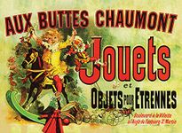 Palace Learning Jouets Poster (as seen in Monica's Apartment on Friends) - Aux Buttes Chaumont Jouets by Jules Cheret 1885 - Vintage Art Print (LAMINATED, 18" x 24")