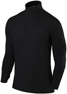 TCA Men's Fusion Pro Quickdry Long Sleeve Half-Zip Running Shirt - Black Stealth, Medium