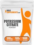 BulkSupplements.com Potassium Citrate Powder - Potassium Supplement, Potassium 99 mg - Potassium Citrate Supplement, Potassium Powder - Gluten Free, 300mg per Serving, 500g (1.1 lbs)