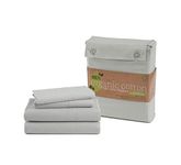 LANE LINEN 100% Organic Cotton Silver Queen-Sheets Set 4-Piece Pure Long Staple Percale Weave Soft Bedding Sheets for Bed Breathable Fits Mattress Upto 15" Deep