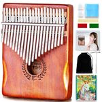 Everjoys Kalimba Thumb Piano 21 Keys, Professional Musical Instrument Finger Piano Marimbas with Portable Soft Cloth Bag, Fast to Learn Songbook, Tuning Hammer, All in One Kit（21 Key Natural)