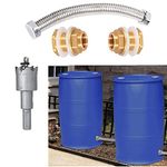 Hose Bulkhead Fitting Rain Barrel Water Tank Connector Fittings Bulk Head Connection Rain Barrel Kit Double Sided Hose Connector with Hole Opener (3/4" Male+pipe+hole saw)