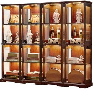 LELELINKY Farmhouse Narrow Glass Display Cabinet with Doors Set of 4