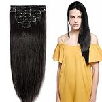 S-noilite Clip in Real Human Hair Extensions 100% Remy Hair Pieces 8PCS Straight Set Long Natural Invisible Full Head Thin Type (1B Natural Black 14inch 60g)