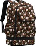 Leaper Water-resistant Cute Owl Laptop Backpack Double Deck Lunch Bag Satchel Coffee