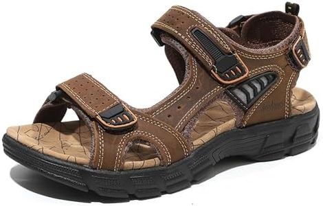 Wondamo Men's Hiking Sandals Athletic Walking Sandals With Feet Massager for Summer Outdoor Beach Sports Water Shoes, Brown, 10 US Men