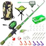 Lanaak Kids Beginner's Fishing Pole and Tackle Box - with All New Kids Camo Back-Pack, Net, Reel and Beginner’s Guide - Rod and Reel Kit for Boys, Girls, or Youth (Camo Green)