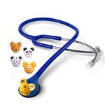 SCIAN Cartoon Animals Design Stethoscope for Pediatric Clinician, Kid-friendly Stethoscope for Childrens With Multiple Colors (Blue)