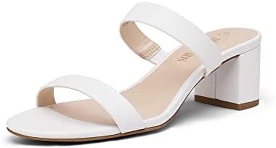 DREAM PAIRS Women's Dhs213 Two Strap Open Toe Low Block Chunky Heels Sandals Dress Pumps Shoes, White Pu, Size 7