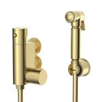 ENKI, Vero, SH0626, Brushed Brass Round Douche Thermostatic Bar Valve with Shower Spray Kit, Anti-Scald Device, Constant Temperature 38 Degrees, 10-Year Guarantee