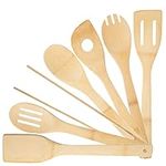 Set 7 Cooking Spoons Kitchen Utensils Set Tools Salad Barbecue Slotted Spatula Spoon Turner Fork Spoon Bread Tongs Camping BBQ Cookware for Non-Stick Pans Healthy Dishwasher Safe