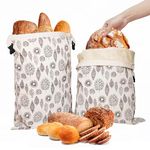 OHIYO Reusable Beeswax Bread Bags for Freezer & Refrigerator, 43cm×33cm Natural Beeswax-Lined Cotton Storage Bags Airtight Freshness Keeper for Homemade, Bakery Essentials (2 Pack)