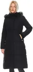 Orolay Women's Quilted Down Jacket Winter Long Coat Hooded Stand Collar Parka Black S