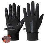 KASESSS Mens Winter Gloves, Thermal Gloves Womens with Fleece Lining, Touch Screen Gloves Thickened Elastic Cuff, Windproof Waterproof Thermal Gloves, Cycling Gloves for Running, Sport, Walking, Black