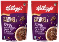 Kellogg's Chocolate Muesli 57% Multigrain, Fruit, Nut & Seeds 450g, Pack of 2 | 7in1 - Oats, Wheat, Corn, Rice, Almonds, Pumpkin Seeds & Black Raisins | Source of Protein & Fibre, Multigrain Breakfast