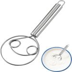 R RICH OLIVE, Stainless Steel Whisk Bread Whisk 8.5 Inch, Hand Mixer Blender for Egg,Cake, Tirring Danish Scraper Baking Tool for Bread Pastry or Dough Silver (Pack of 1)