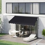 CLIPOP 2 x 1.2 m Standing Manual Awning Patio Awning Gazebo Canopy Complete with Fittings and Winder Handle, Sun Shade Shelter Retractable (Black)