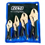 ZENO Locking Grip Pliers Tool Set - 4 PCS | Mole Grips Adjustable Wrench | Heavy Duty Precision Plier with Non-Slip Handle | Long Nose Plier (Blue)