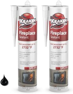 Kraken Bond High Temperature Black Fireplace Sealant 2732°F - (2x10.1oz.) Fire Resistance Up to 2732°F, High Temp Fire Caulk for Ovens, Stoves, Chimneys - Fast Dry, Paintable, Non-Flammable, 2 Pack