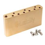 Musiclily Ultra 52.5mm(2-1/16 inch) String Spacing Full Solid Brass Short Tremolo Block for Indonesia made Squier Affinity and Bullet Series Electric Guitar Bridge, 36mm Tall